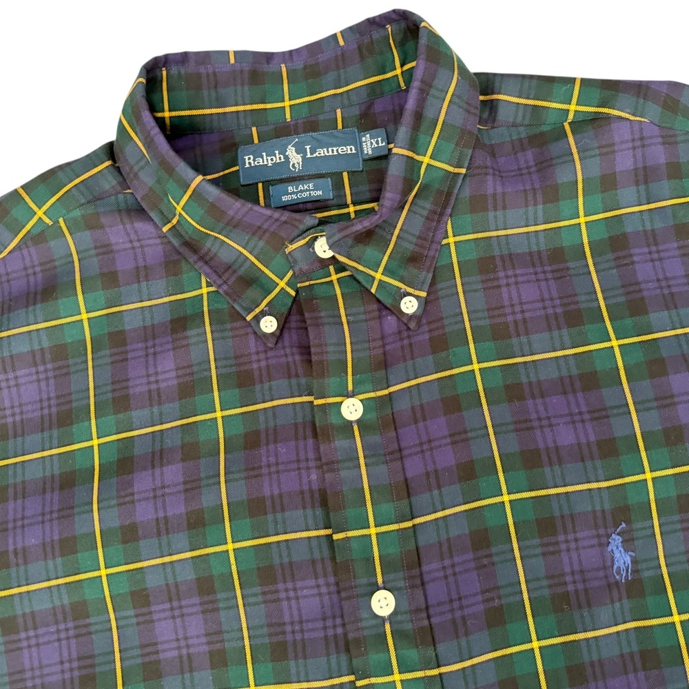 Polo Ralph Lauren Blake Black Watch‎ Plaid Button Down Shirt Mens XL Preppy